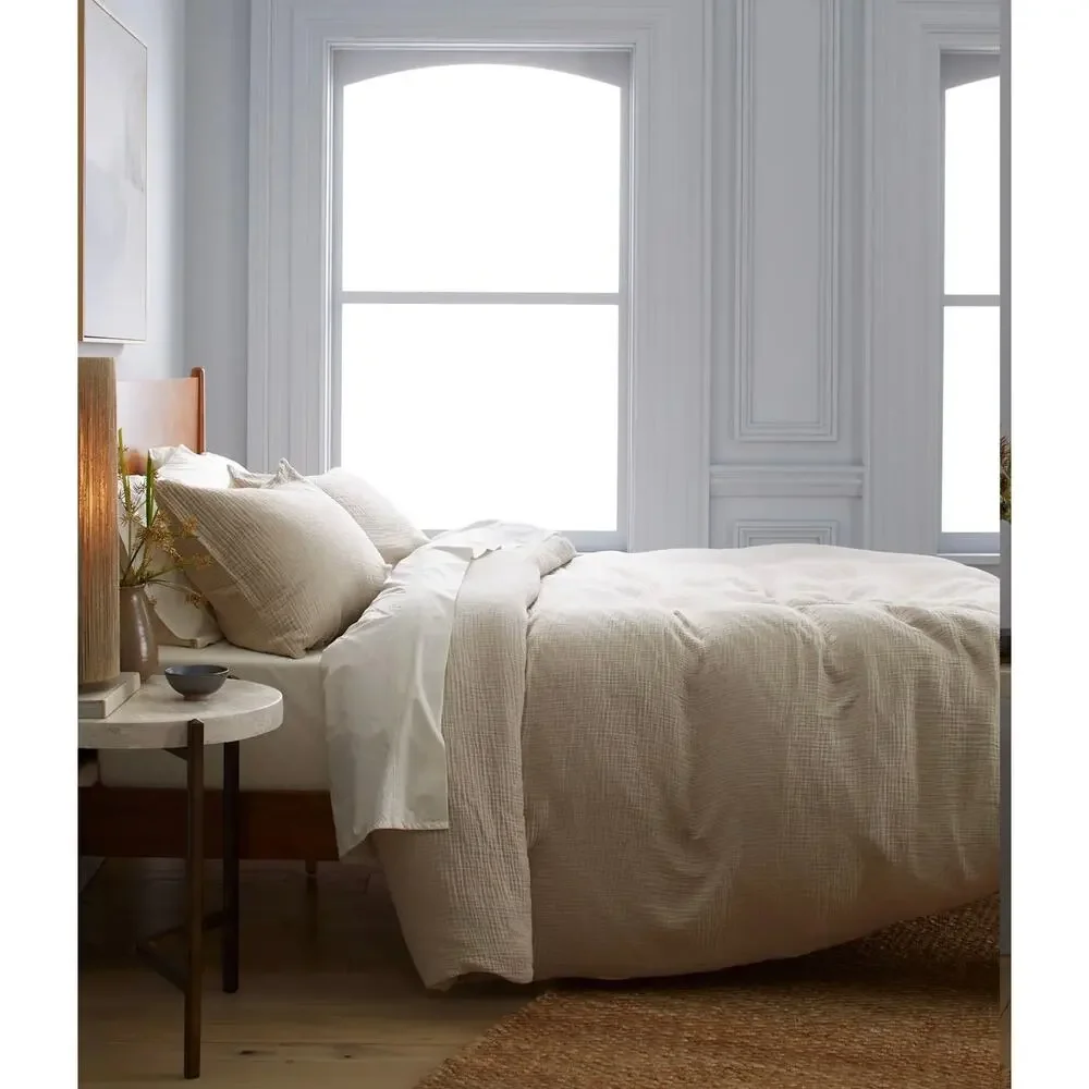 Quince Organic Cotton Gauze Duvet Cover Set King/Cal King Beige Dune NWOT